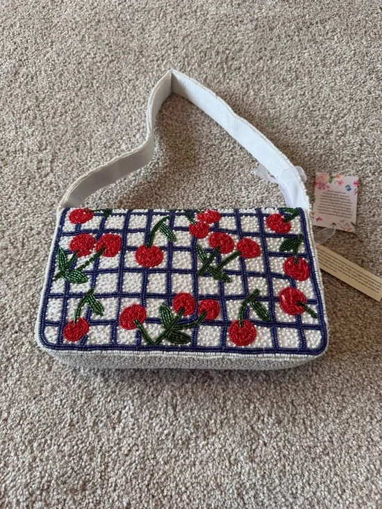 🌸 Viral Cherries 🍒 Beaded Shoulder Bag NWT - Picture 3 of 4